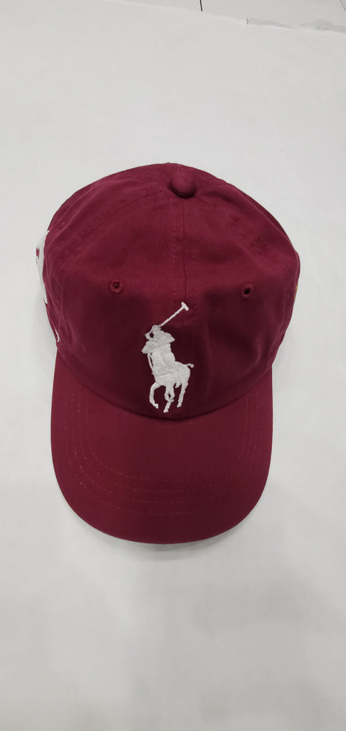 Nwt Polo Ralph Lauren Burgundy Big PONY # 3 Leather Strap Adjustable Hat