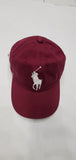 Nwt Polo Ralph Lauren Burgundy Big PONY # 3 Leather Strap Adjustable Hat