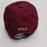 Nwt Polo Ralph Lauren Burgundy Big PONY # 3 Leather Strap Adjustable Hat
