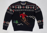 Nwt Polo Ralph Lauren Black Skier Wool Crewneck Sweater