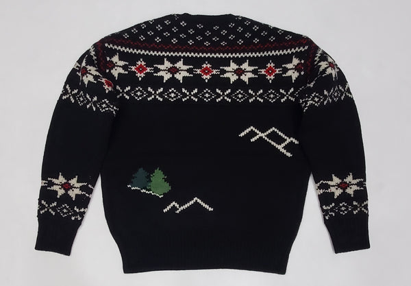 Nwt Polo Ralph Lauren Black Skier Wool Crewneck Sweater