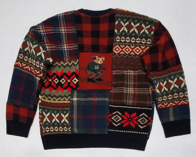 Nwt Polo Ralph Lauren Polo Bear Patchwork Wool Sweater