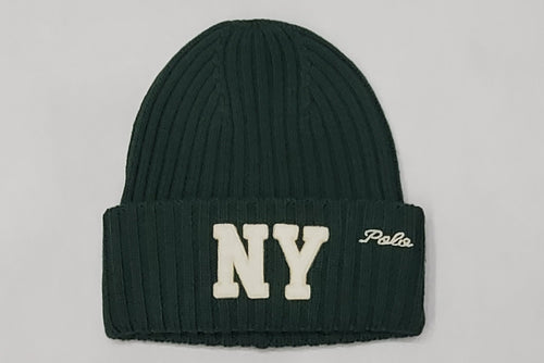 Nwt Polo Ralph Lauren Green NY Logo Patch with Script Embroidered Skully
