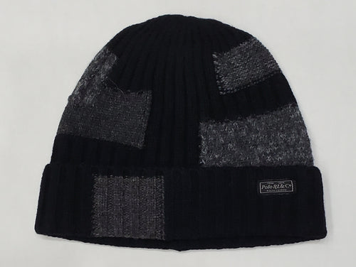 Nwt Polo Ralph Lauren Black Patchwork Wool Beanie