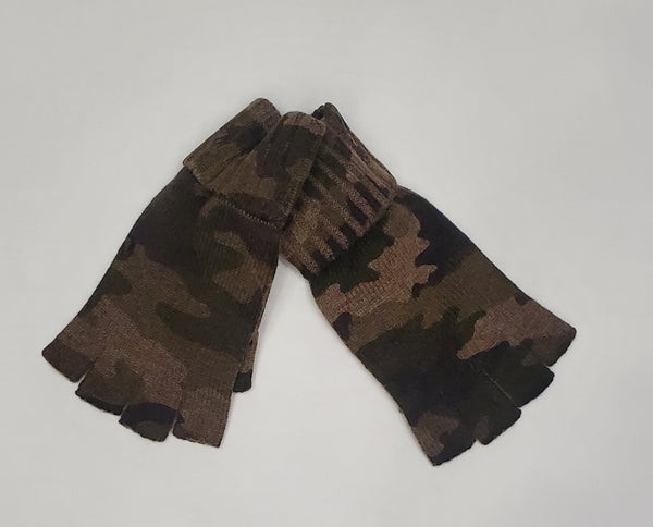 NWT  Polo Ralph Lauren Camo Wool Blend Fingerless Gloves