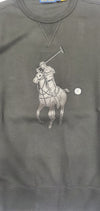 Nwt Polo Ralph Lauren Black Leather Big Pony Knit Sweatshirt