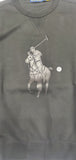 Nwt Polo Ralph Lauren Black Leather Big Pony Knit Sweatshirt