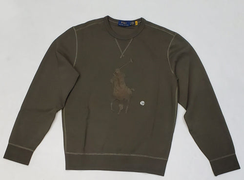 Nwt Polo Ralph Lauren Olive Leather Big Pony Knit Sweatshirt