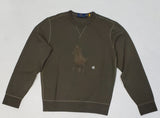 Nwt Polo Ralph Lauren Olive Leather Big Pony Knit Sweatshirt