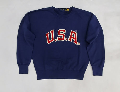 Nwt Polo Ralph Lauren Navy USA  Patch Vintage Fit  Sweatshirt