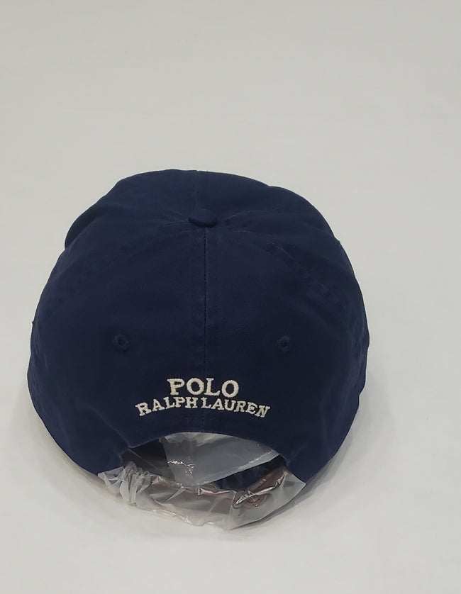 Nwt Polo Ralph Lauren Navy Blue Prep Teddy Bear Leather Strap Back Hat