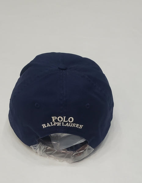 Nwt Polo Ralph Lauren Navy Blue Prep Teddy Bear Leather Strap Back Hat