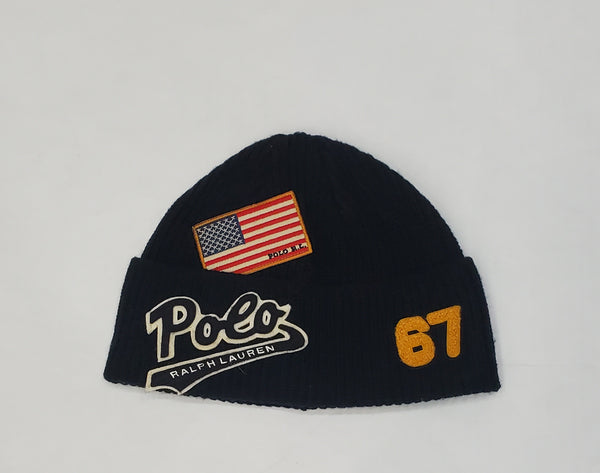 Nwt Polo Ralph Lauren Black Script 67 American Flag Patch Skully