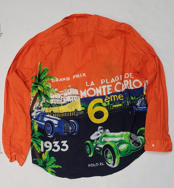 Nwt Polo Ralph Lauren Orange Monte Carlo Grand Prix  Button Up