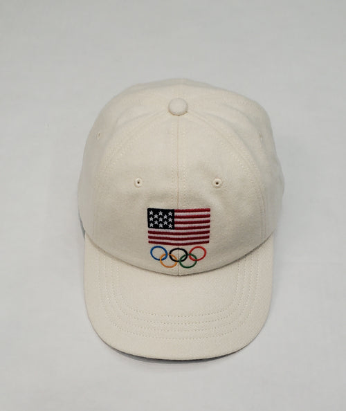 Nwt Polo Ralph Lauren Cream Olympic Team USA Wool Blend Leather Strap Hat