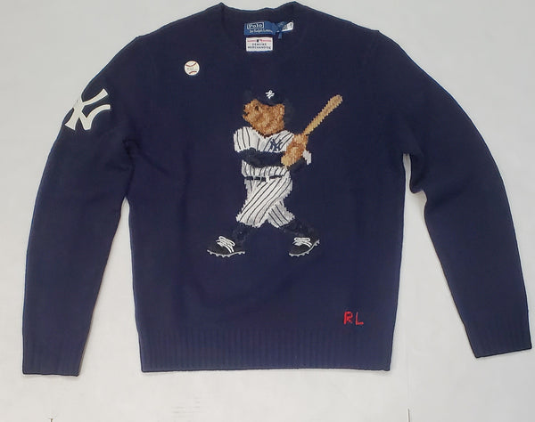 Nwt Polo Ralph Lauren Navy Yankees Teddy Bear Wool Sweater