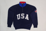 Nwt Polo Ralph Lauren Navy USA Fleece Half Zip American Flag Patch Relaxed Fit Sweatshirt
