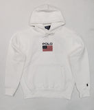 NWT Polo Ralph Lauren White USA American Flag Patch Hoodie