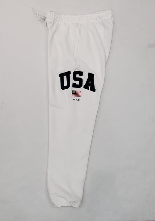 Nwt Polo Ralph Lauren White USA American Flag Patch Joggers
