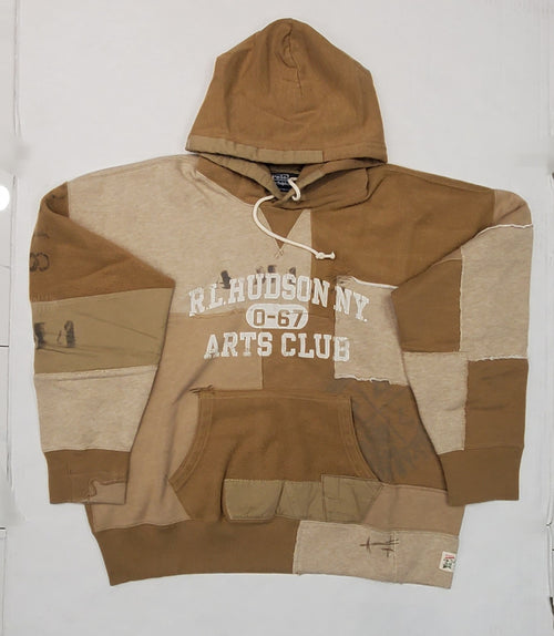 NWT Polo Ralph Lauren Khaki Patchwork Vintage Fit Fleece Hoodie