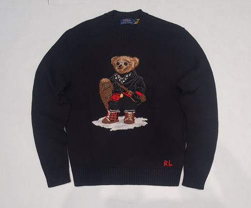 Nwt Polo Ralph Lauren Black Snow Explorer Teddy Bear Cotton Sweater