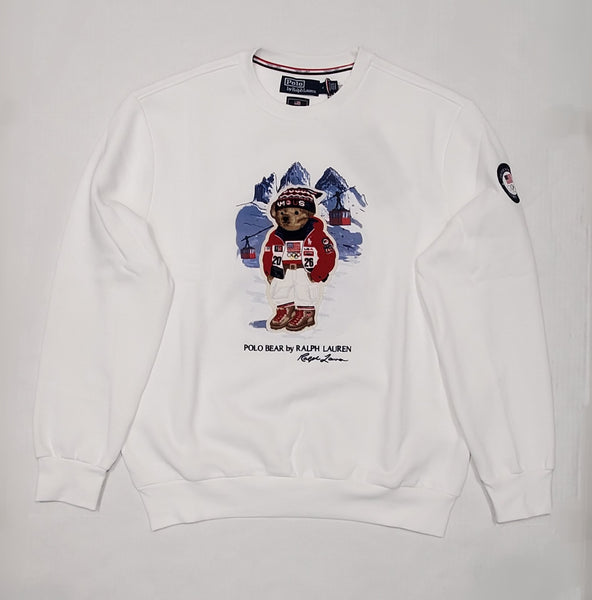 Nwt Polo Ralph Lauren White Olympic Teddy Bear Patch  Sweatshirt