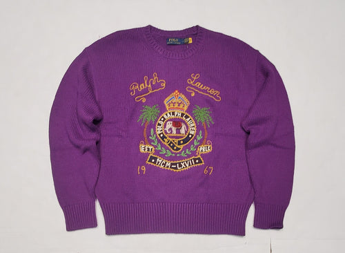 Nwt Polo Ralph Lauren Purple Crest Embroidered Sweater - Unique Style