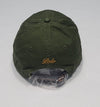 Green Polo Ralph Lauren adjustable hat with triple pony logo, casual baseball cap style, front view.