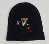 Nwt Polo Ralph Lauren Black Wool Martini Bear Skully - Unique Style