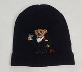 Nwt Polo Ralph Lauren Black Wool Martini Bear Skully - Unique Style