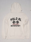 Nwt Polo Ralph Lauren White/Black Motor Racing Pullover Hoodie - Unique Style