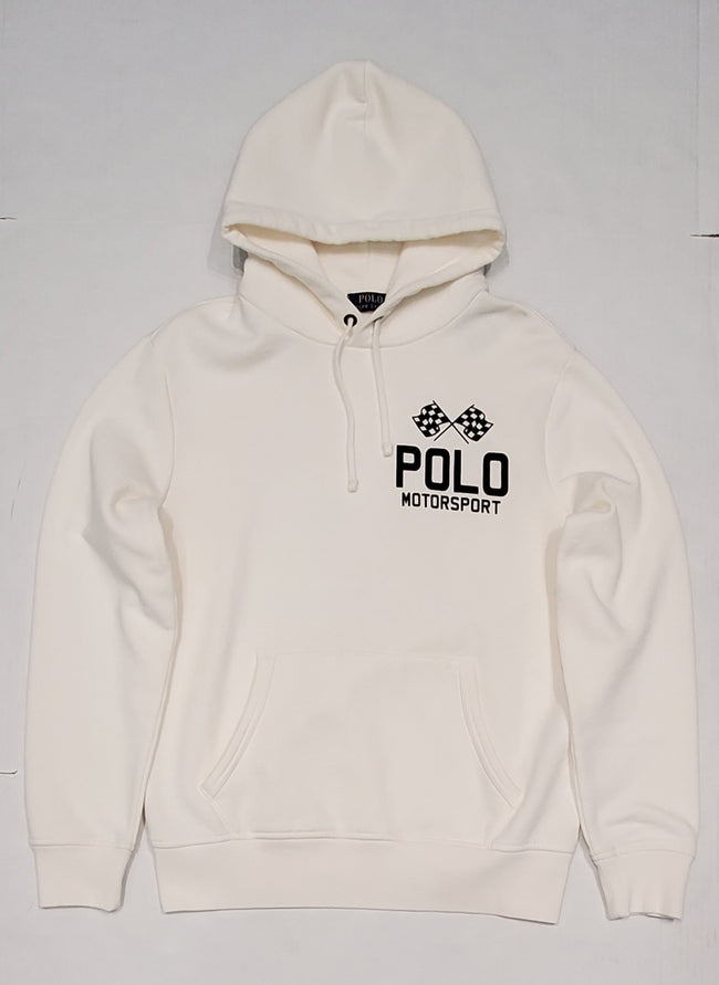 Nwt Polo Ralph Lauren White/Black Motor Racing Pullover Hoodie - Unique Style