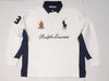 Nwt Polo Ralph Lauren White Blue Big Pony Shield #3 Classic Fit Long Sleeve Rugby - Unique Style