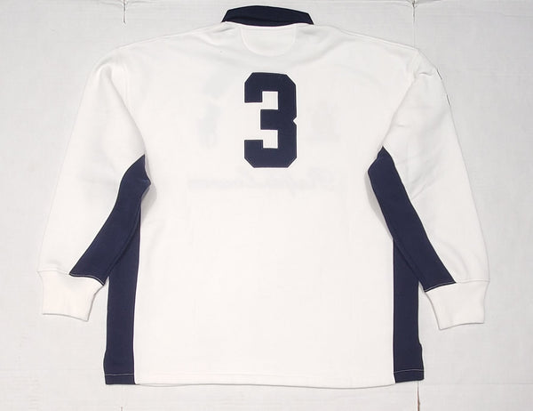 Nwt Polo Ralph Lauren White Blue Big Pony Shield #3 Classic Fit Long Sleeve Rugby - Unique Style