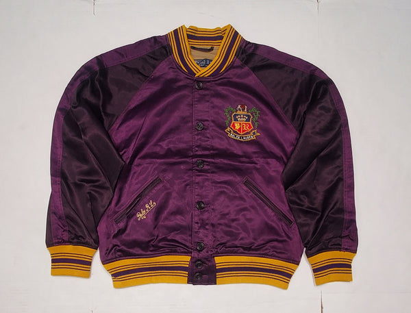 Nwt Polo Ralph Lauren Purple Crest Embroidered Satin Jacket - Unique Style