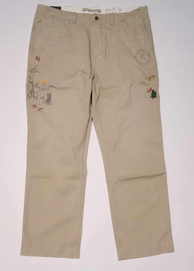 Nwt Polo Ralph Lauren Khaki Graphic Straight Fit Pants - Unique Style