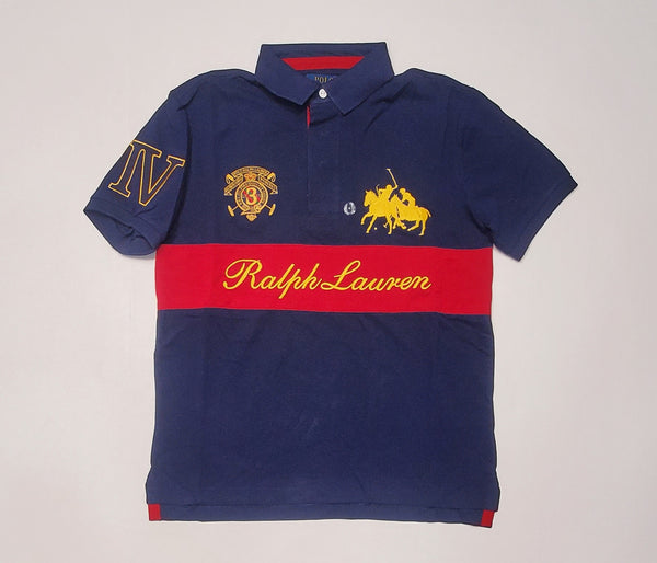 Nwt Polo Ralph Lauren Navy Crest Custom Fit Polo - Unique Style