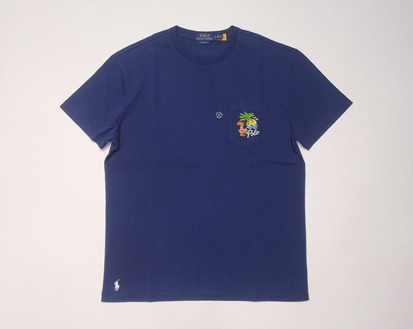 Nwt Polo Ralph Lauren Navy  Pocket Tropical Embroidered Classic Fit Tee - Unique Style