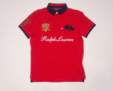 Nwt Polo Ralph Lauren Red/Navy Crest Custom Fit Polo - Unique Style