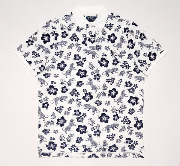 Nwt Polo Ralph Lauren White Allover Tropical Jungle Print Classic Fit Polo - Unique Style