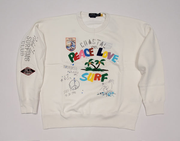 Nwt Polo Ralph Lauren Peace Love Surf 67  Embroidered Vintage Fit Sweatshirt - Unique Style
