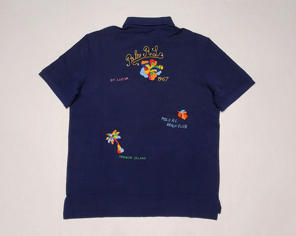 Nwt Polo Ralph Lauren Navy Peace Love Embroidered  Classic Fit Polo - Unique Style