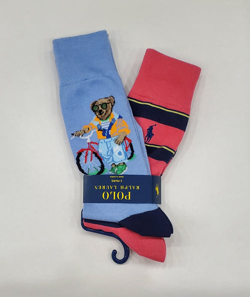Nwt Polo Ralph Lauren Blue Beach Cycle Teddy Bear with Small Pony Socks - Unique Style