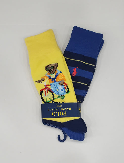Nwt Polo Ralph Lauren Yellow Beach Cycle Teddy Bear with Small Pony Socks - Unique Style