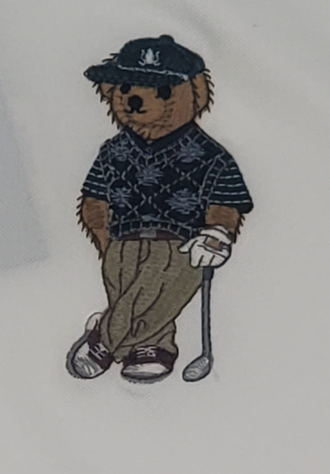 Nwt RLX Ralph Lauren White Golf Teddy Bear Performance Polo - Unique Style