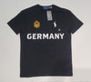 Black Polo Ralph Lauren Germany #26 Big Pony classic fit T-shirt with logo and ribbed collar, casual style for men.