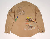 Nwt Polo Ralph Lauren Khaki Equestrian Graphic Heavy Duty Classic Fit L/S Button Up - Unique Style