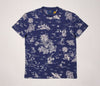 Navy blue Polo Ralph Lauren tropical print classic fit T-shirt with allover floral pattern, casual and stylish.