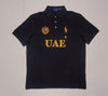Black Polo Ralph Lauren UAE Big Pony classic fit polo shirt with number 26 logo, short sleeves, and collared design.