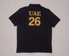 Black Polo Ralph Lauren UAE big pony classic fit polo shirt with number 26 logo, displayed on a mannequin.